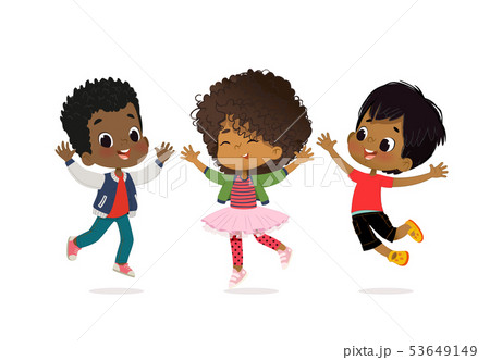 African American Boys and girls are playing together happily. Kids Play at the grass. Children 53649149