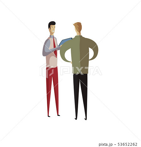 Two men are talking in the office. Vector illustration on white background. Two men are talking in the office. Vector illustration on white background. 53652262