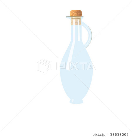 Glass empty flagon with cork, handle. tranparent Glass empty flagon with cork, handle. tranparent 53653005