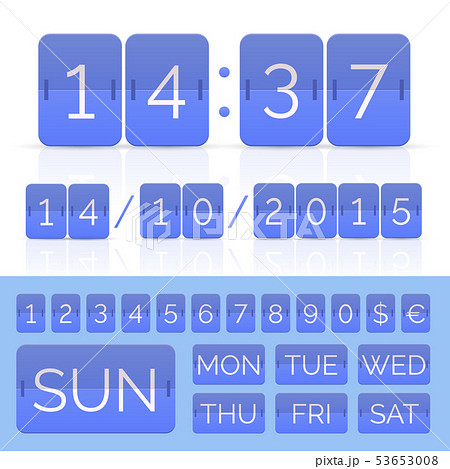 colored flat calendar with week days and flip timer 53653008