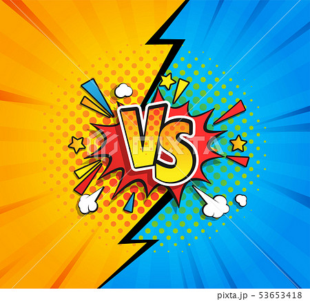Versus competitive concept bubble in comic style. 53653418
