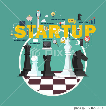 Business startup strategy concept with chess Business startup strategy concept with chess 53653664
