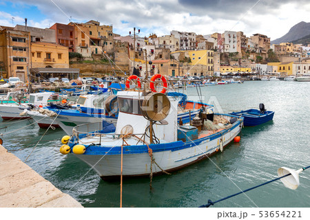 Italy. Sicily. View of Castellammare del Golfo. 53654221