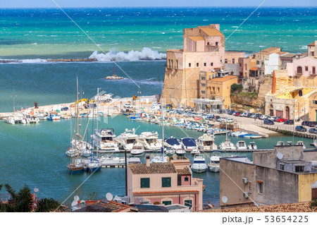 Italy. Sicily. View of Castellammare del Golfo. 53654225
