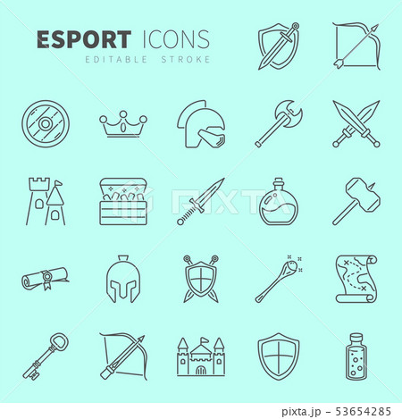 Line design icon set of esport concept Line design icon set of esport concept 53654285