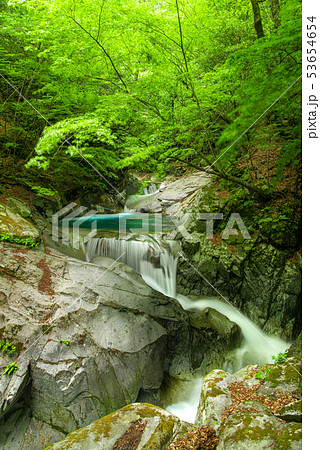 新緑の西沢渓谷 三重の滝 新緑の西沢渓谷 三重の滝 53654654