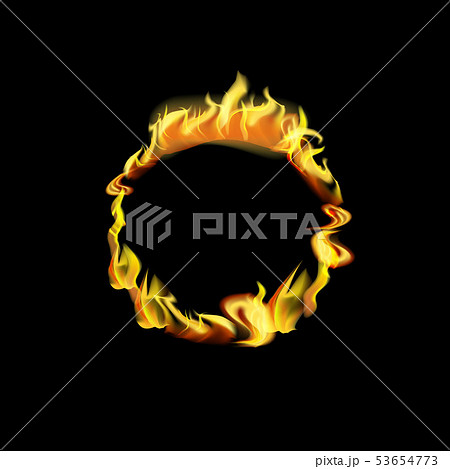 Realistic Detailed 3d Fire Round Frame or Border. Vector 53654773