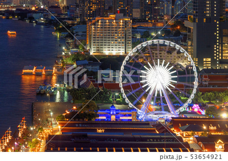 Aerial view of the ferris wheel, Asiatique The Aerial view of the ferris wheel, Asiatique The 53654921