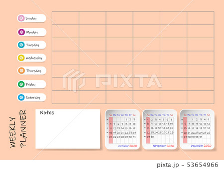 Calendar for fourth quarter of 2020 year in green Calendar for fourth quarter of 2020 year in green 53654966