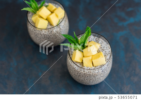 Beautiful and tasty dessert with mango Beautiful and tasty dessert with mango 53655071