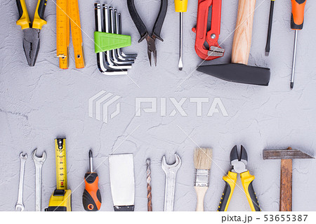 Background of construction tools with text space. 53655387