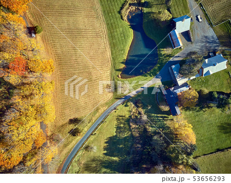 Farm at autumn in Woodstock, Vermont, USA 53656293