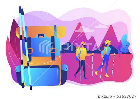 Summer hiking concept vector illustration. 53657027