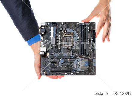 Motherboard for PC Isolated on white background 53658899