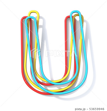 Three basic color wire font Letter U 3D Three basic color wire font Letter U 3D 53659946