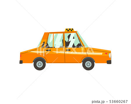 Yellow Taxi Car, Side View, Taxi Service... - Stock Illustration [53660267]  - PIXTA