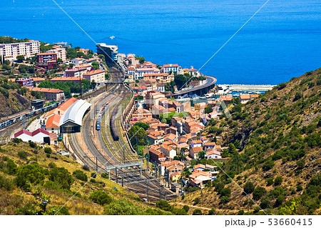 village of Cerbere, Mediterranean, France 53660415