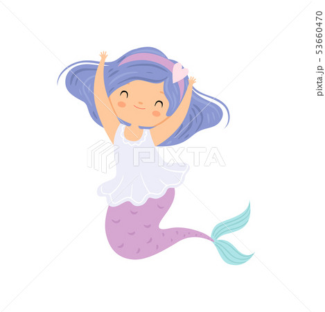 Sweet Little Mermaid, Cute Sea Princess Character Vector Illustration 53660470