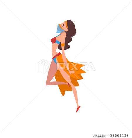 Beautiful Eastern Girl Dancing Belly Dance, Oriental Indian or Arabic Dancer Character in 53661133
