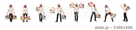 Arab man with shopping bags on white 53661406