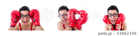 Funny boxer isolated on the white background Funny boxer isolated on the white background 53662346