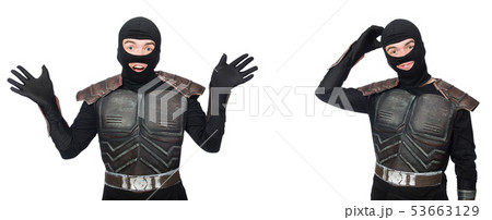 Young funny man in armour suit  53663129