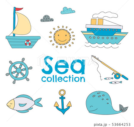 Vector illustration of sea elements Vector illustration of sea elements 53664253