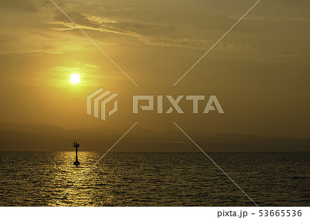 Golden light of sunrise behind the mountains. 53665536