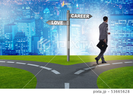 Businessman having hard choice between love and career 53665628