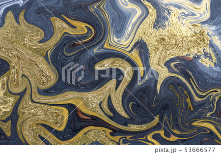 Marble abstract acrylic background. Nature marbling artwork texture with golden glitter 53666577
