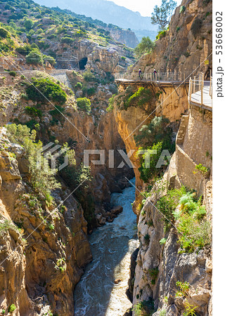 View of El Caminito del Rey tourist attraction Malaga, Spain. View of El Caminito del Rey tourist attraction Malaga, Spain. 53668002