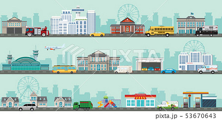 Urban big cityscape with various large modern 53670643