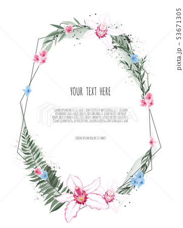 Floral Greeting Card with Blooming orchid and 53671305