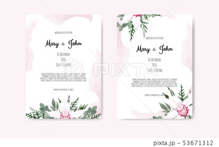 Botanical wedding invitation card template design, Botanical wedding invitation card template design, 53671312