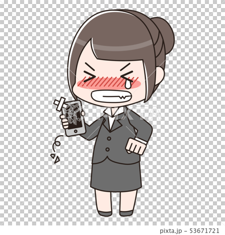 一個穿著西裝的女人，智能手機壞了，後悔 53671721