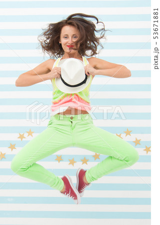 Hip hop woman dancer. Crazy girl in colorful Hip hop woman dancer. Crazy girl in colorful 53671881