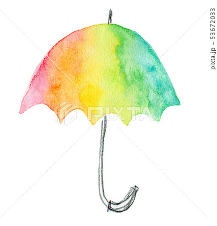 虹 傘 水彩イラストのイラスト素材
