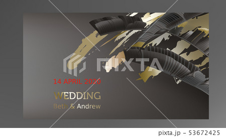Tropical black and gold leaves on dark background Tropical black and gold leaves on dark background 53672425