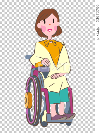ショールを羽織った車椅子の女性　イラスト 53673796