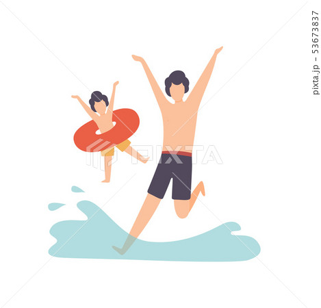 Father and Son , Happy Family Outdoor Activities Vector Illustration 53673837