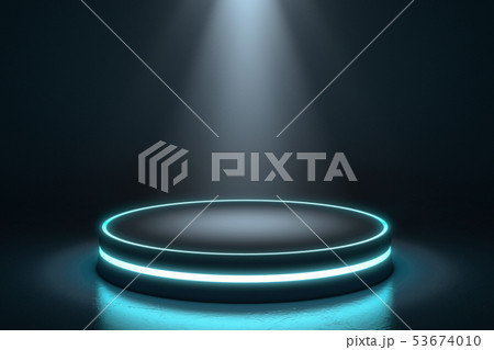 Hexagon Pedestal for display, Platform for design, Blank product stand with light glow. Hexagon Pedestal for display, Platform for design, Blank product stand with light glow. 53674010