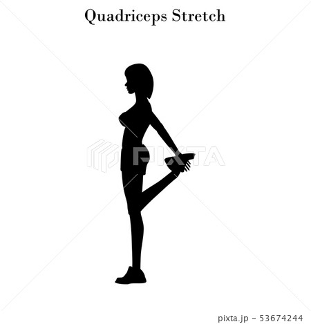 Quadriceps Stretch Exercise Silhouetteのイラスト素材