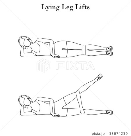 Lying leg lifts exercise outline 53674259