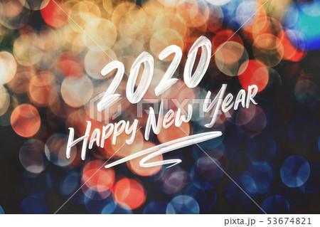 Brush stroke handwriting 2020 happy new year on 53674821