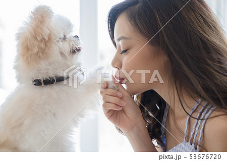 女性　ペット　ライフスタイル 53676720