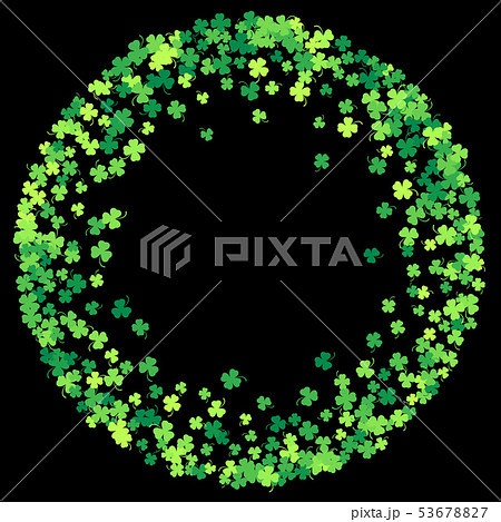 Frame or border of random scatter clover leaves 53678827