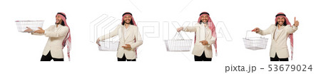 Arab man doing shopping isolated on white 53679024