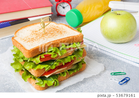 Healthy lunch for school with sandwich, Healthy lunch for school with sandwich, 53679161
