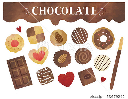チョコとクッキー水彩のイラスト素材