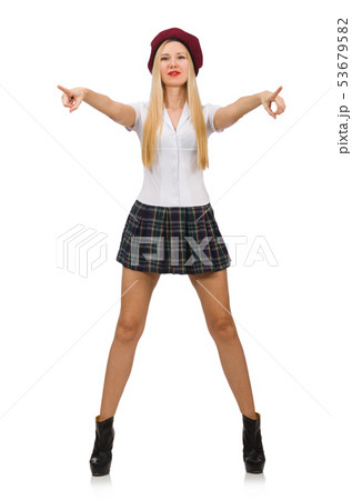 Woman in fashion concept isolated on white Woman in fashion concept isolated on white 53679582